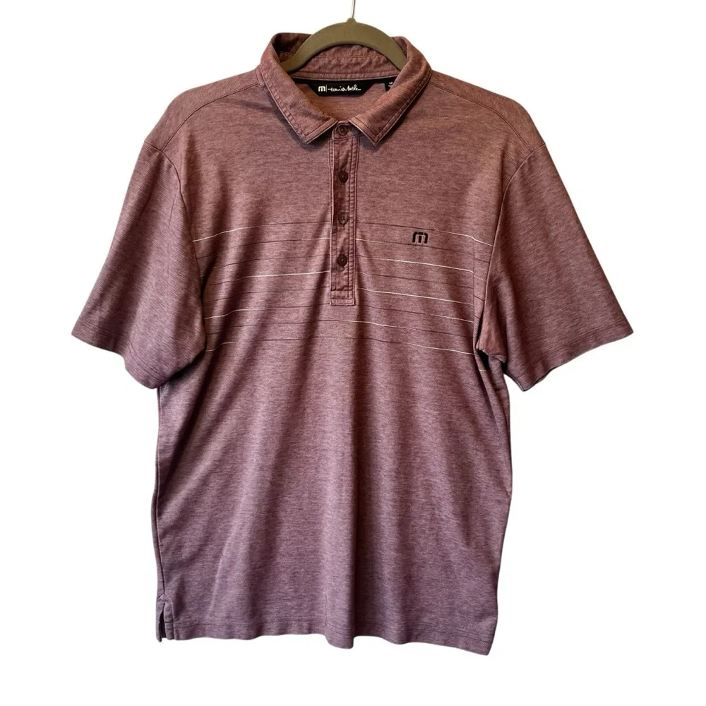 Travis Mathew polo shirt M Pink Light red Short sleeve Mens Pima blend Golf